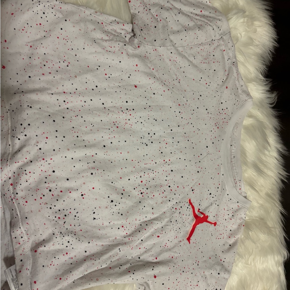 Jordan White and Red Speckled Short Sleeve Tee